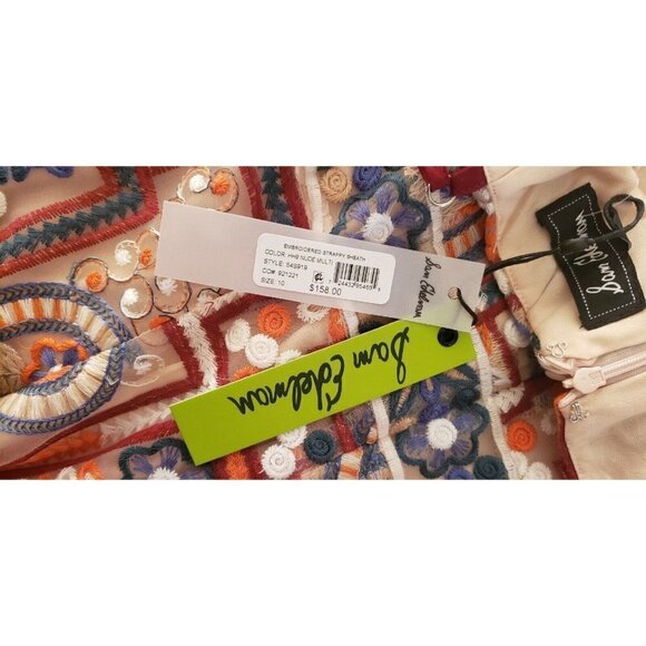 NWT SAM EDELMAN EMBROIDERED STRAPPY SHEATH NUDE MULTI COLOR DRESS SIZE 10 - Picture 10 of 10